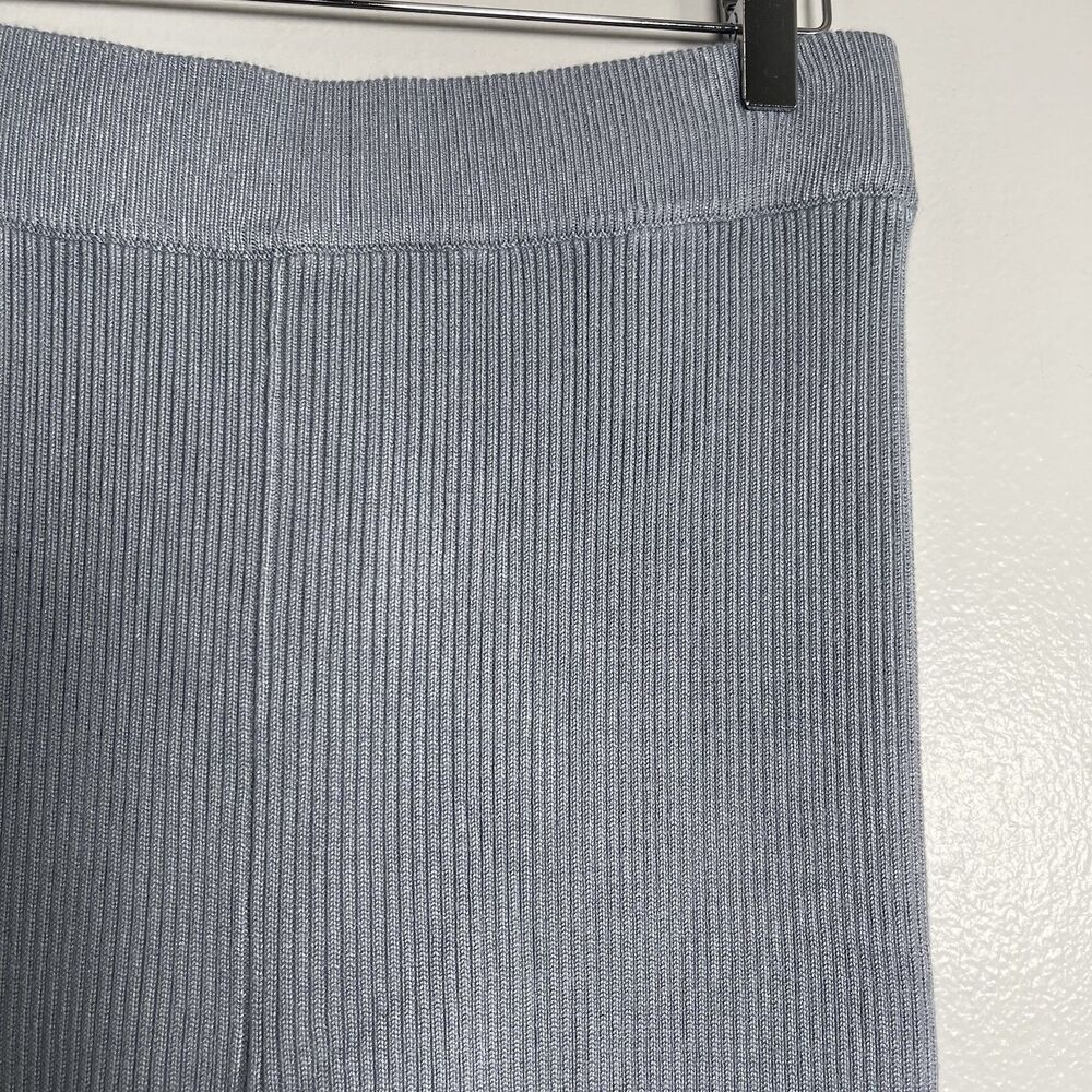 ABERCROMBIE & FITCH Ribbed Knit Flare Pant Medium Blue Split Front Lounge Casual - Picture 7 of 8